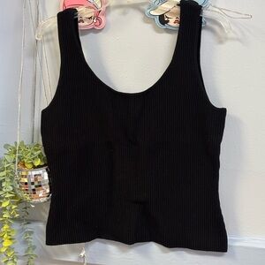 Aqua Elegant Black Ribbed Top (Bloomingdale’s)